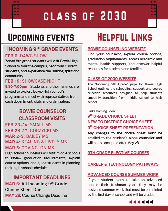 Bowie Transition info flyer (all info typed below flyer)